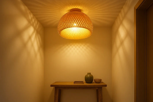 Serene™ Handmade Boho Bamboo Ceiling Light | Wicker Fixture for Bedroom & Hallway VelunaLumin