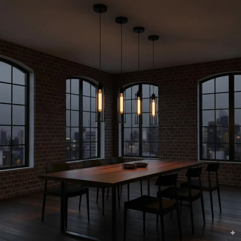 Fila minimalist long wire cage pendant kit with E27 holder.