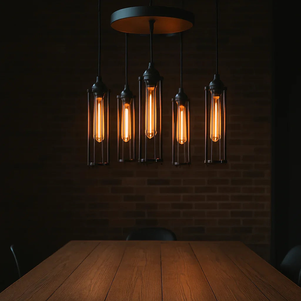 Fila minimalist long wire cage pendant kit with E27 holder.