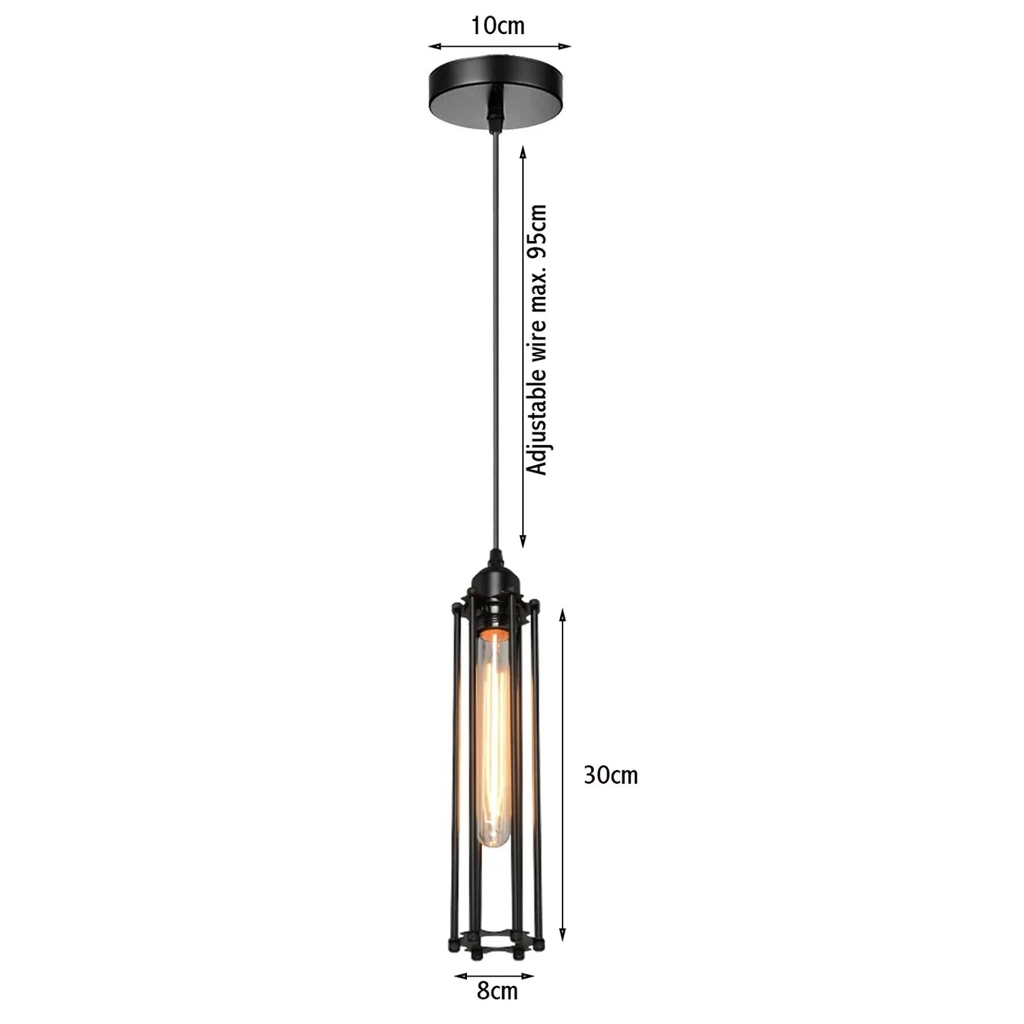 Fila minimalist long wire cage pendant kit with E27 holder.