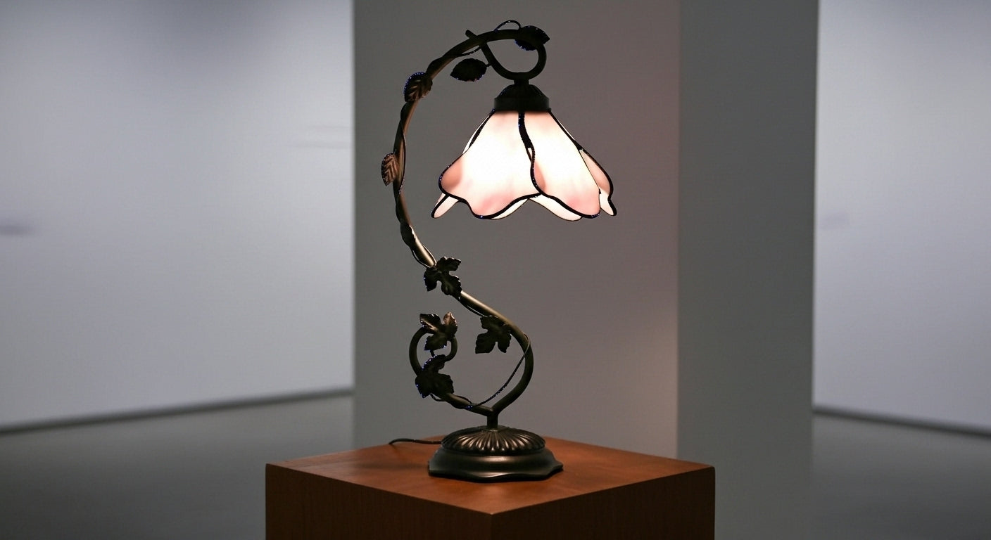 LuminaGlow Tiffany Desk Lamp: Handcrafted Stained Glass | Antique Mediterranean Table Light for UK/EU Homes VelunaLumin