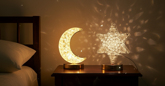 LunaSphere 3D moon crystal lamp with touch dimming.
