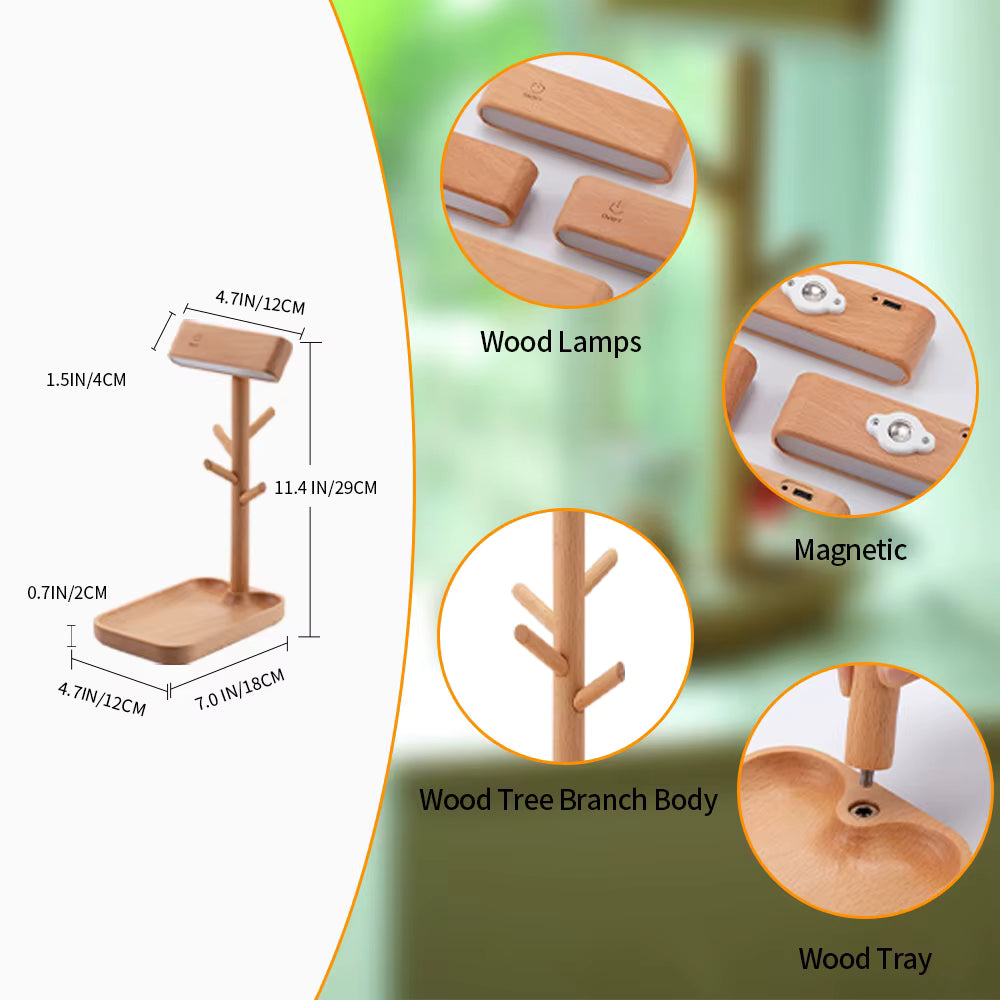 Ordo™ Detachable LED Desk Lamp | Solid Wood Organizer & Table Light PTLIFE