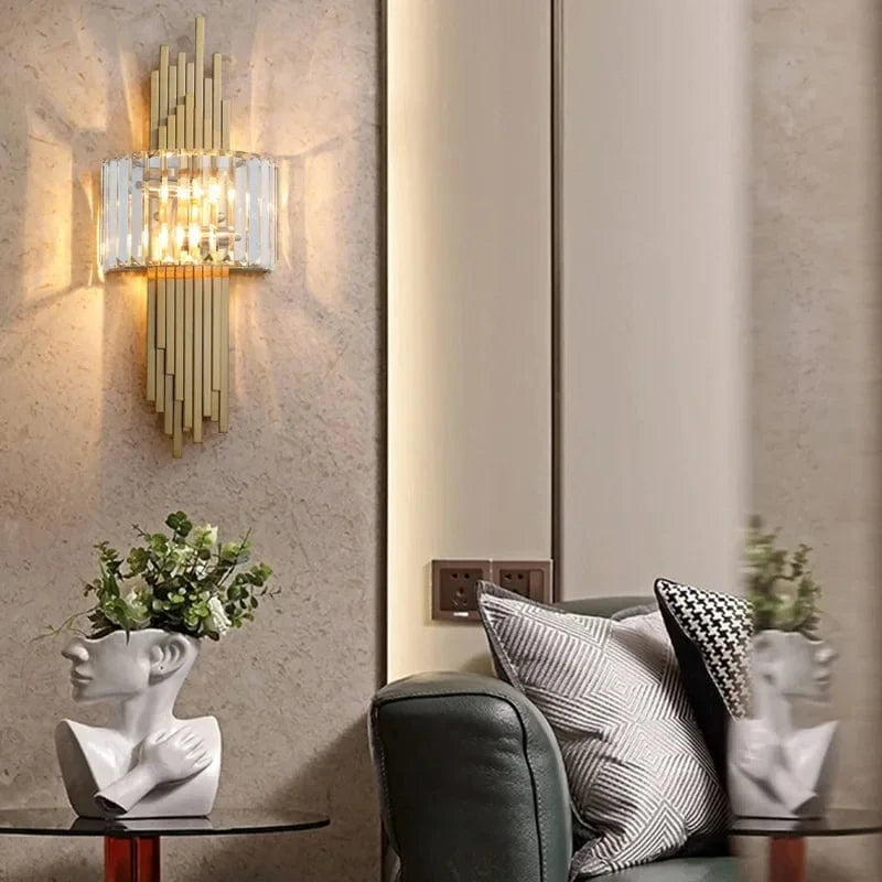 Aura Crystal Prism Sconce | Nordic Luxury Wall Light for Living Room & Hallway VelunaLumin