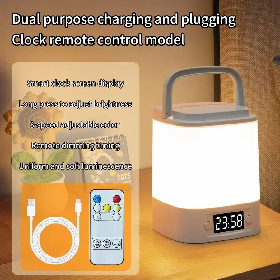 Tempus™ LED Night Light with Time Display | Dimmable USB Bedside Lamp for Nursery VelunaLumin