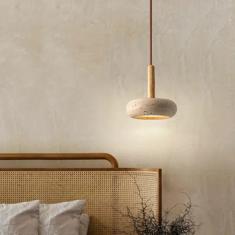 Petra™ Wabi-Sabi Travertine Pendant | Natural Stone Bedside & Bar Light VelunaLumin