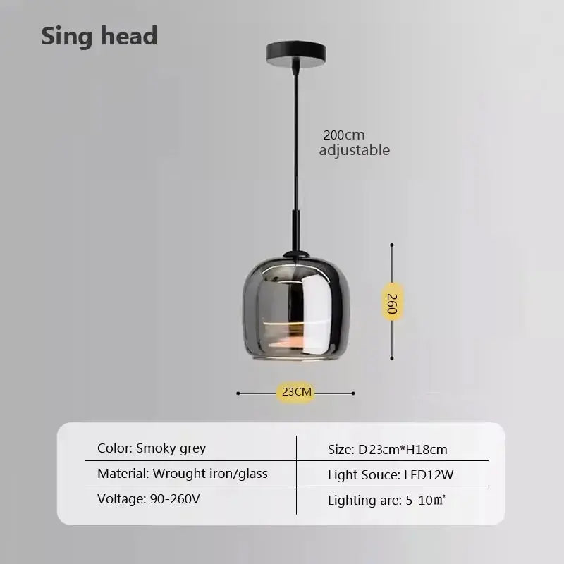 Aetheria modern plated glass pendant light for dining rooms.
