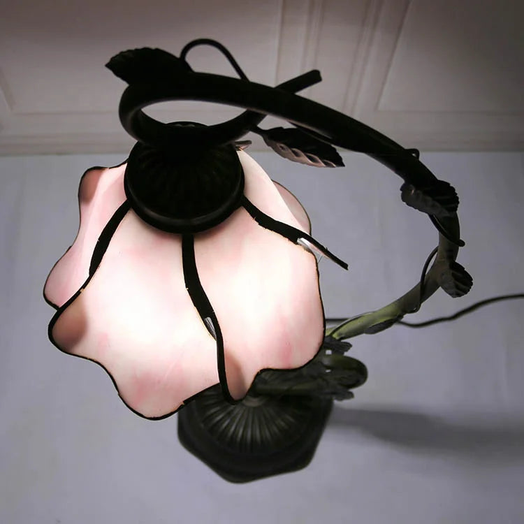 LongHuiJing Tiffany Lamp Stained Glass Table Night Light Wisteria Style W8H20.3Inch Desk Bedside Antique Crafts Lamps Gift VelunaLumin