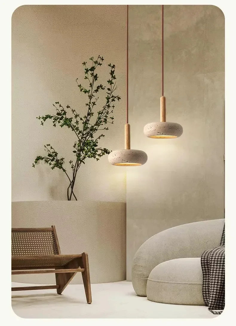 Petra™ Wabi-Sabi Travertine Pendant | Natural Stone Bedside & Bar Light VelunaLumin