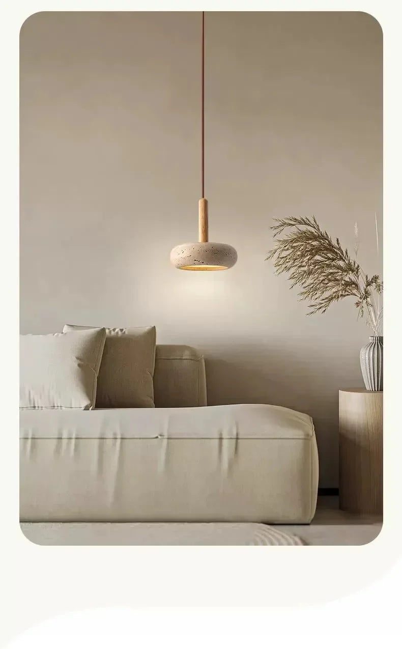 Petra™ Wabi-Sabi Travertine Pendant | Natural Stone Bedside & Bar Light VelunaLumin