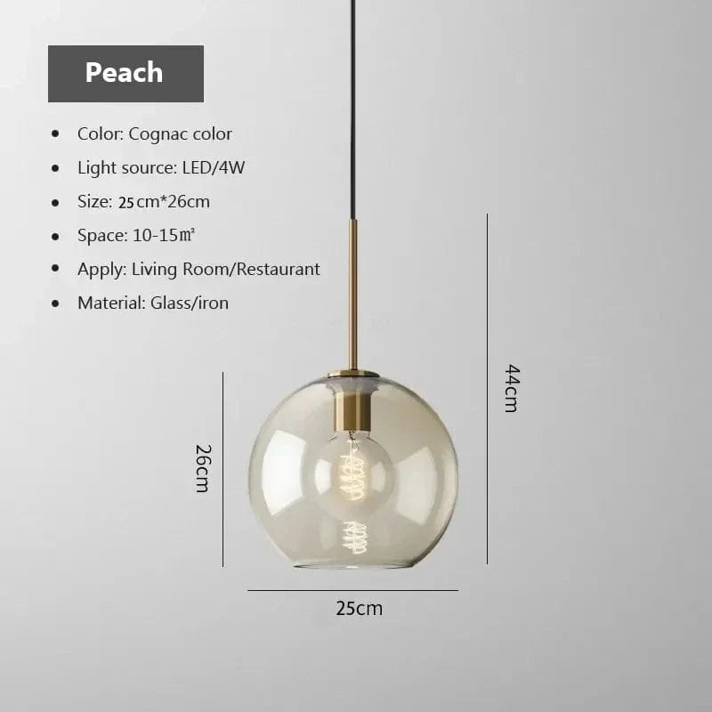 Ambrette™ Cognac Glass Pendant | 1 & 3-Head Nordic Hanging Lamp for Dining Room VelunaLumin
