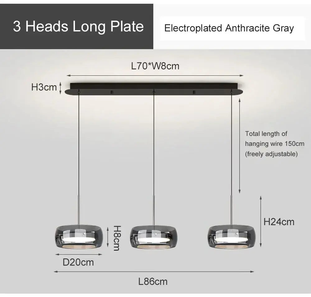 Aetheria modern plated glass pendant light for dining rooms.