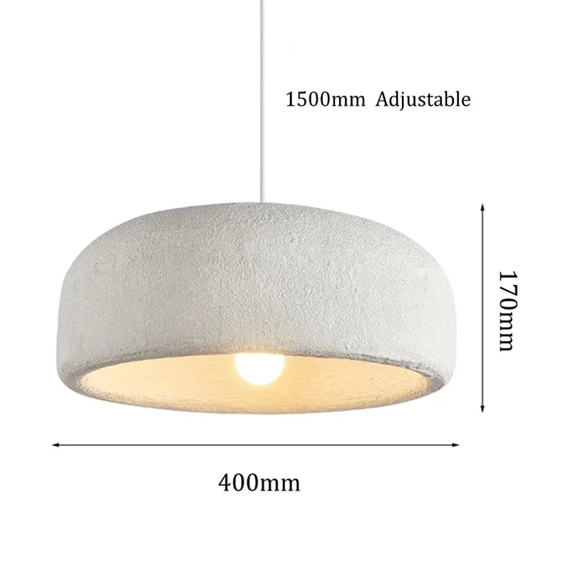 ZenGlow Organic Pendant Light dimensions: Height and Diameter details (adapt as per specific product image), with adjustable cord pendant and E14 lamp base.