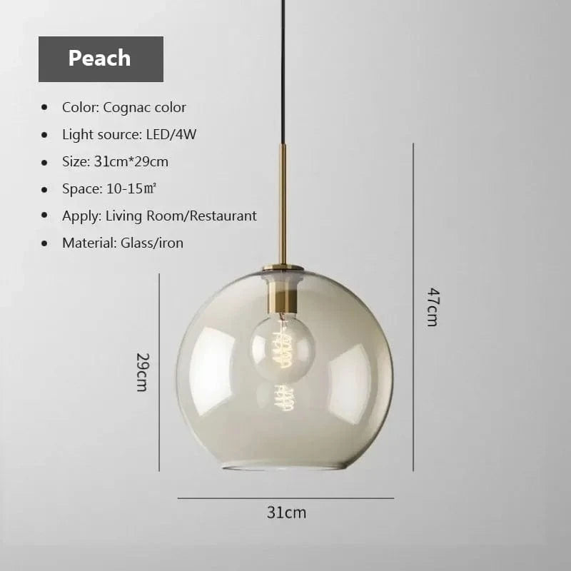 Ambrette™ Cognac Glass Pendant | 1 & 3-Head Nordic Hanging Lamp for Dining Room VelunaLumin