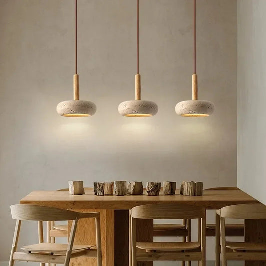 Petra™ Wabi-Sabi Travertine Pendant | Natural Stone Bedside & Bar Light VelunaLumin