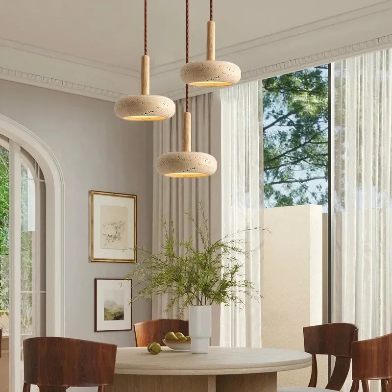 Petra™ Wabi-Sabi Travertine Pendant | Natural Stone Bedside & Bar Light VelunaLumin