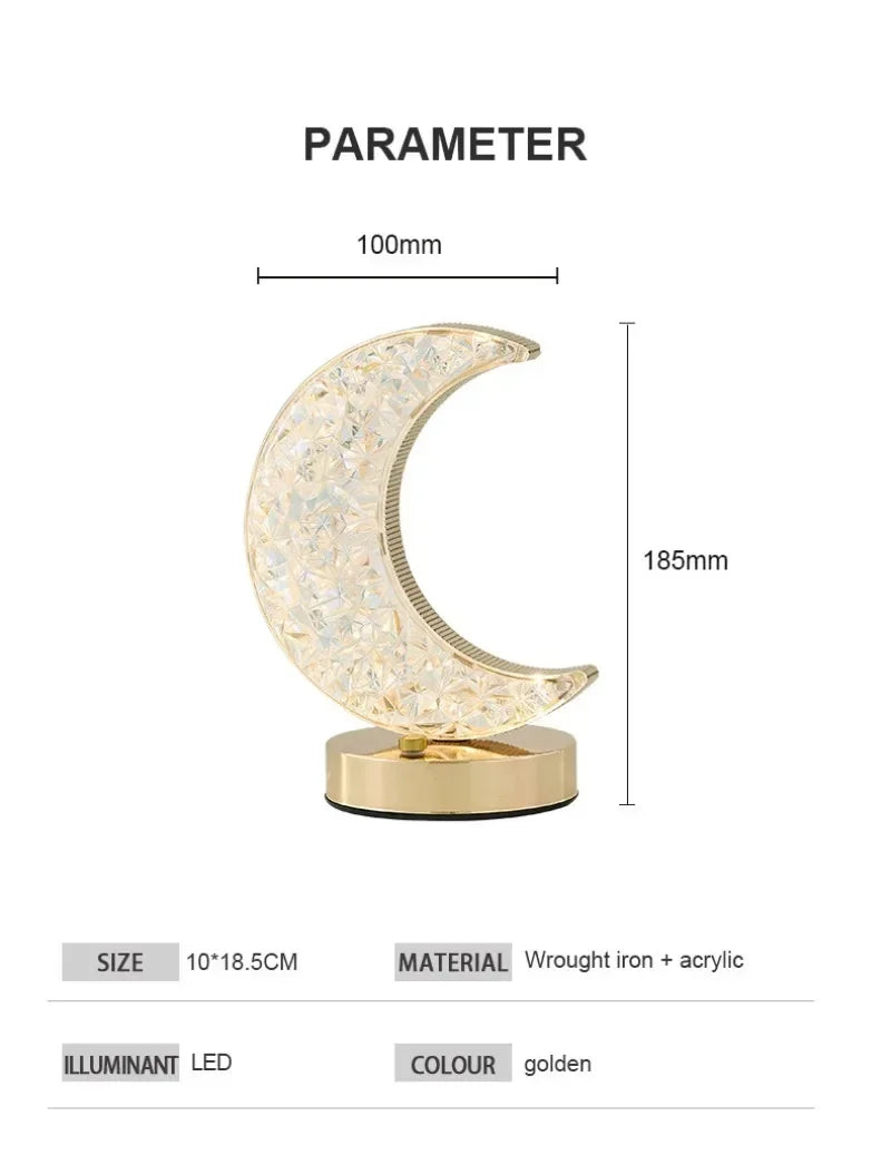 LunaSphere™ 3D Moon Crystal Lamp | Touch Dimming USB Bedside Night Light VelunaLumin