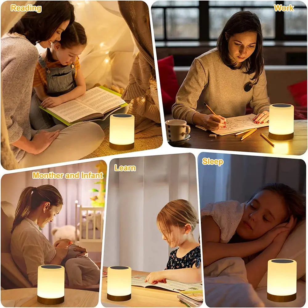 Chroma white portable RGB touch lamp for desks.
