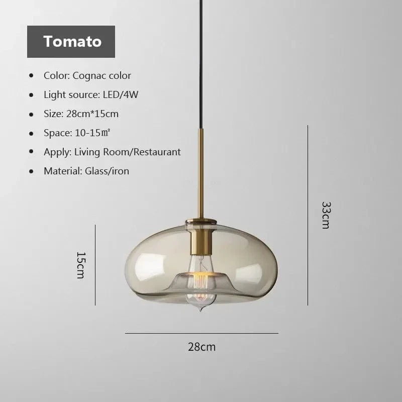 Ambrette™ Cognac Glass Pendant | 1 & 3-Head Nordic Hanging Lamp for Dining Room VelunaLumin