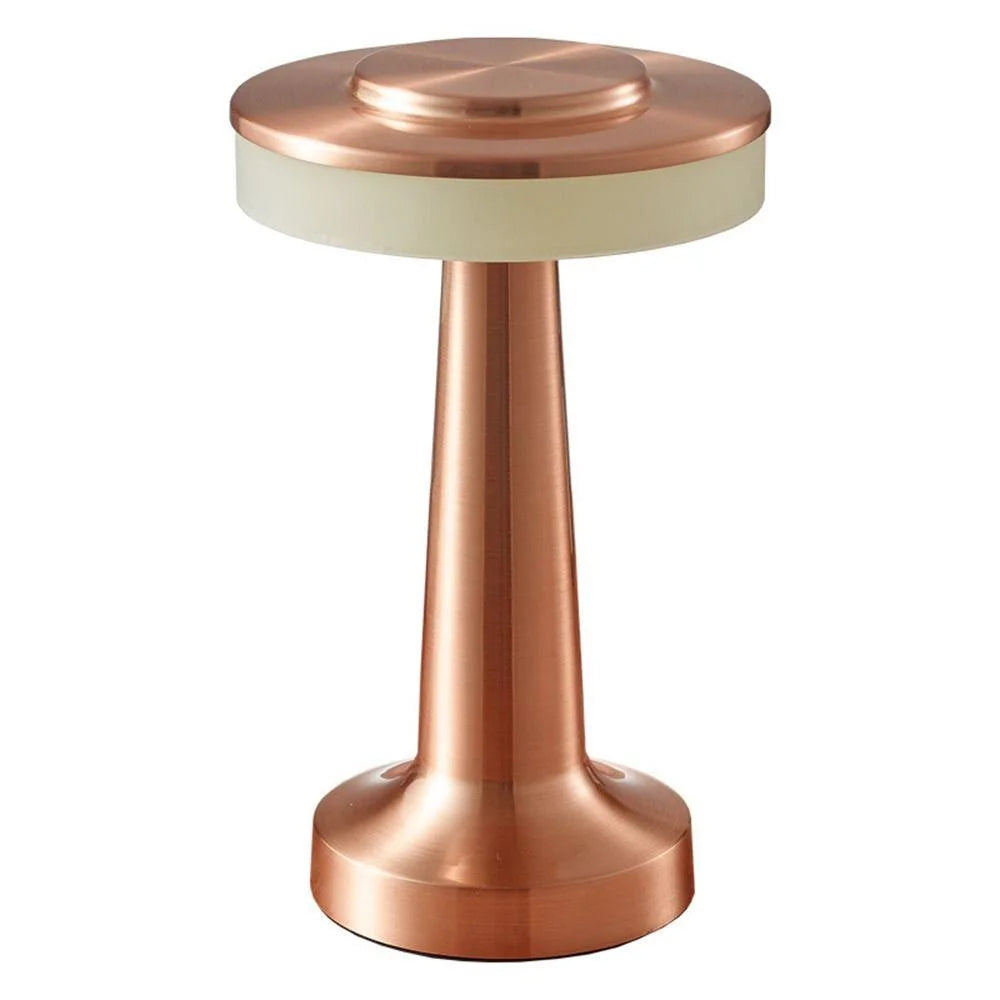AuraGlow Cordless Touch Lamp in Rose Gold finish, dimmable with 3 colour modes. VelunaLumin.