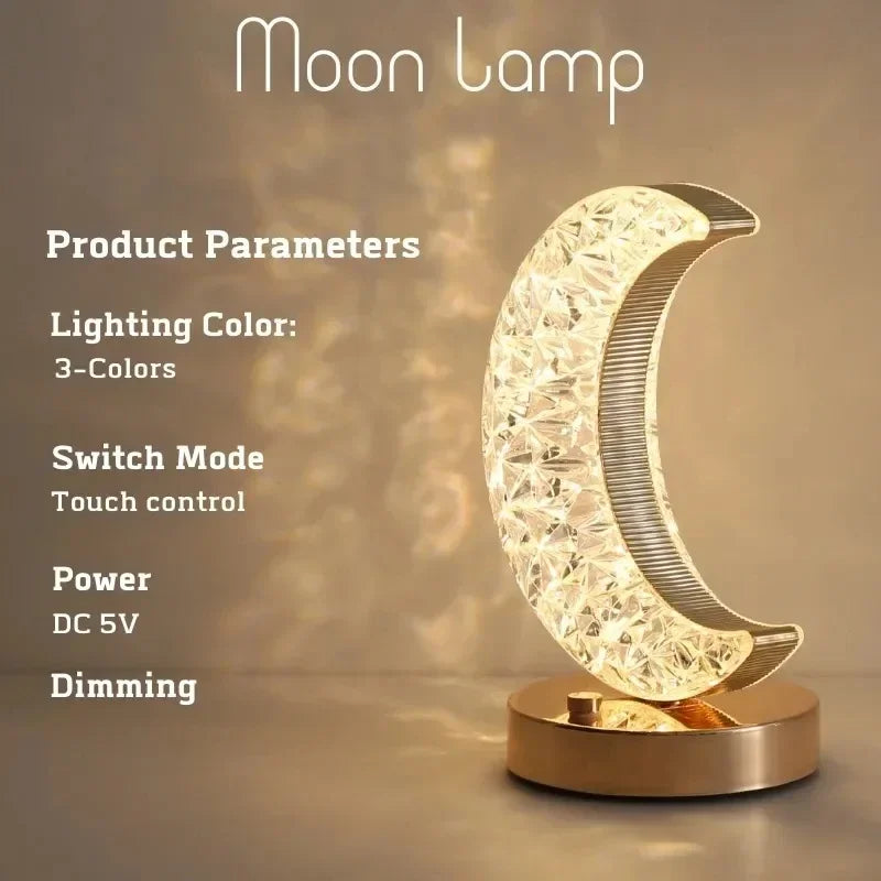 LunaSphere™ 3D Moon Crystal Lamp | Touch Dimming USB Bedside Night Light VelunaLumin