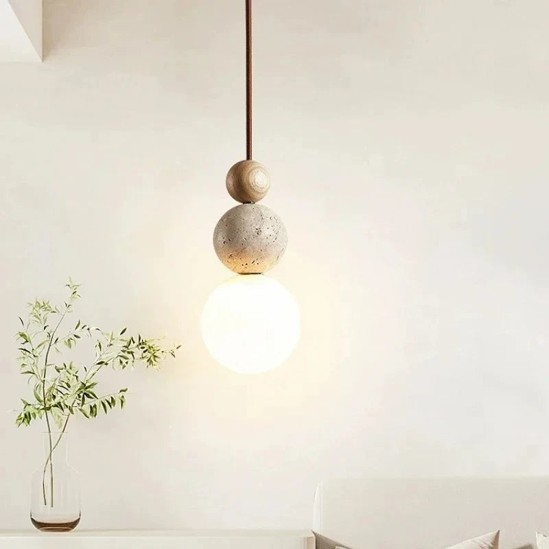 Petra™ Wabi-Sabi Travertine Pendant | Natural Stone Bedside & Bar Light VelunaLumin