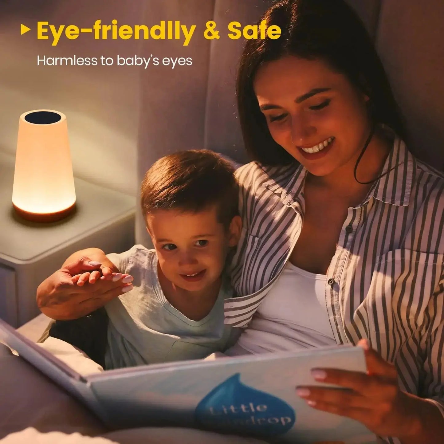 Aura Crystal Touch Lamp with RGB colour-changing light.