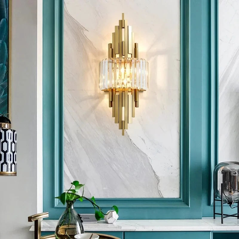 Aura Crystal Prism Sconce | Nordic Luxury Wall Light for Living Room & Hallway VelunaLumin