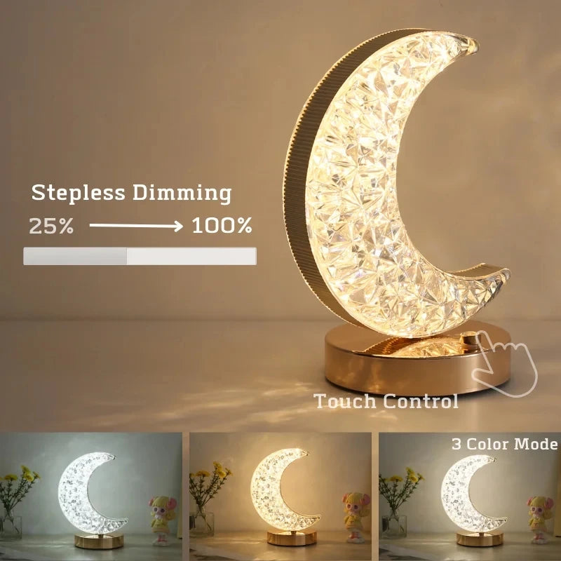 LunaSphere™ 3D Moon Crystal Lamp | Touch Dimming USB Bedside Night Light VelunaLumin