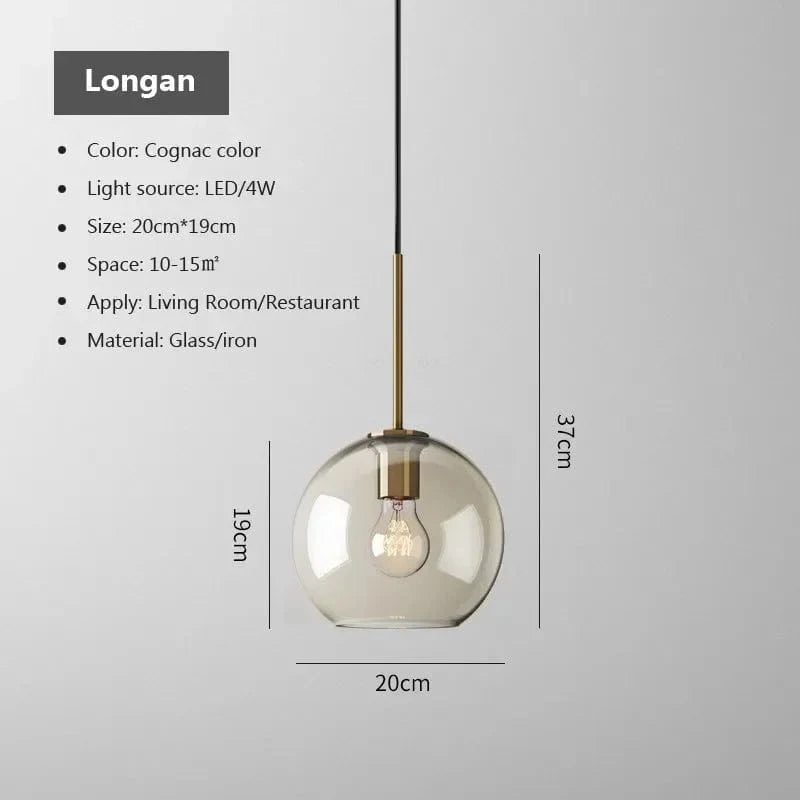 Ambrette™ Cognac Glass Pendant | 1 & 3-Head Nordic Hanging Lamp for Dining Room VelunaLumin