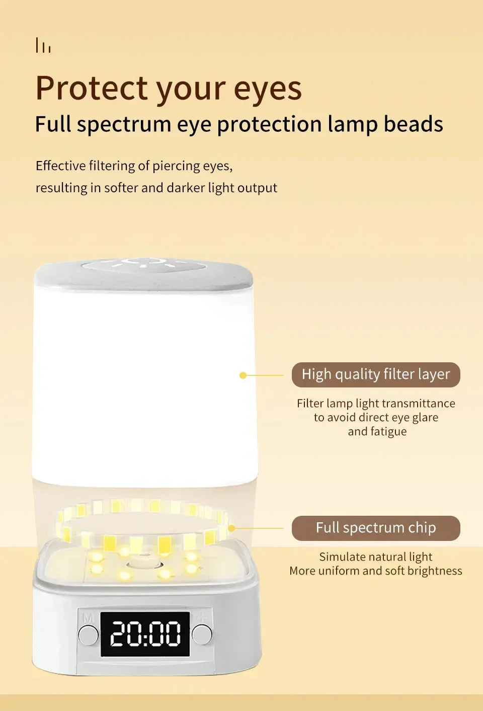Tempus™ LED Night Light with Time Display | Dimmable USB Bedside Lamp for Nursery VelunaLumin