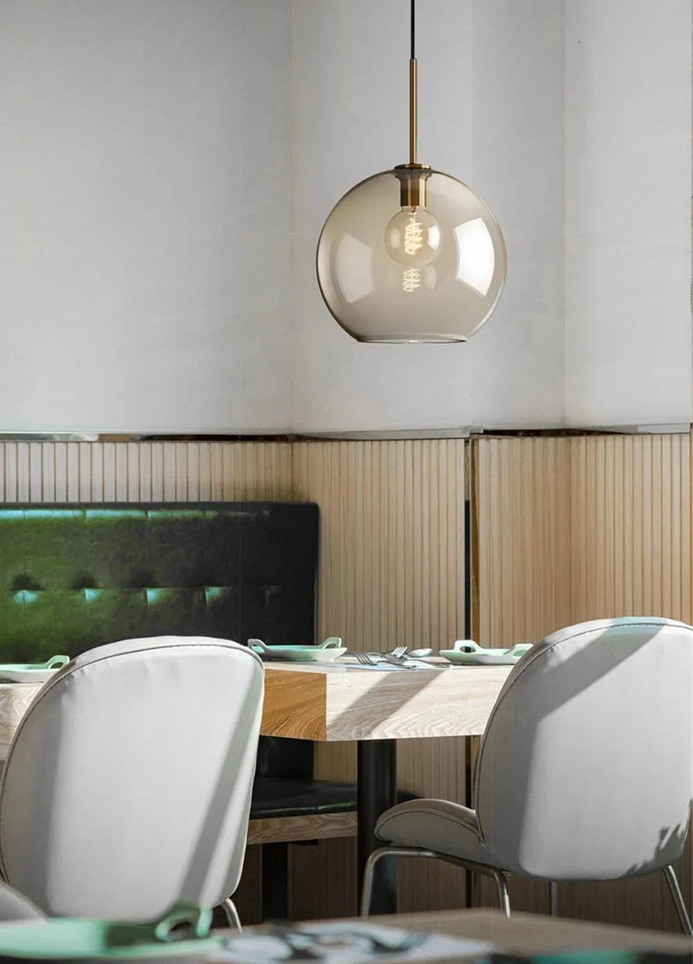 Ambrette™ Cognac Glass Pendant | 1 & 3-Head Nordic Hanging Lamp for Dining Room VelunaLumin