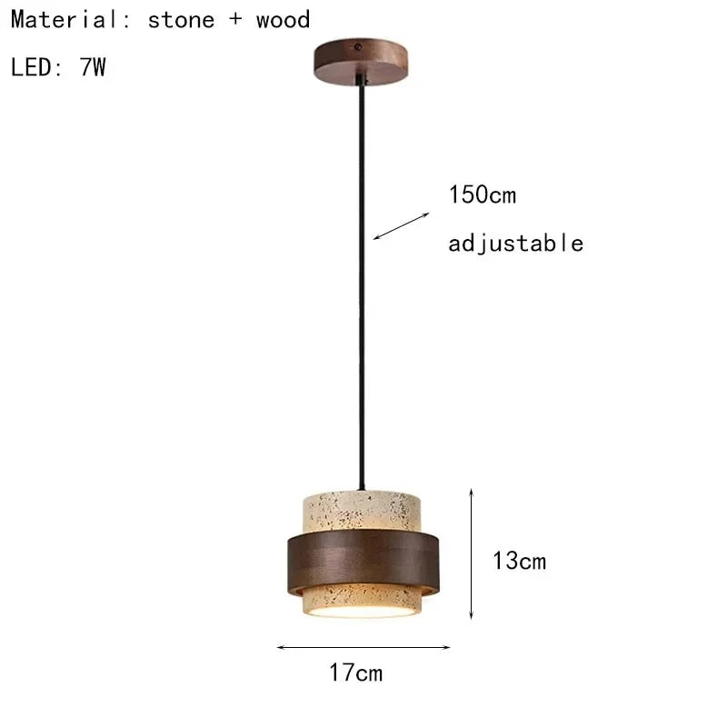 Petra™ Wabi-Sabi Travertine Pendant | Natural Stone Bedside & Bar Light VelunaLumin