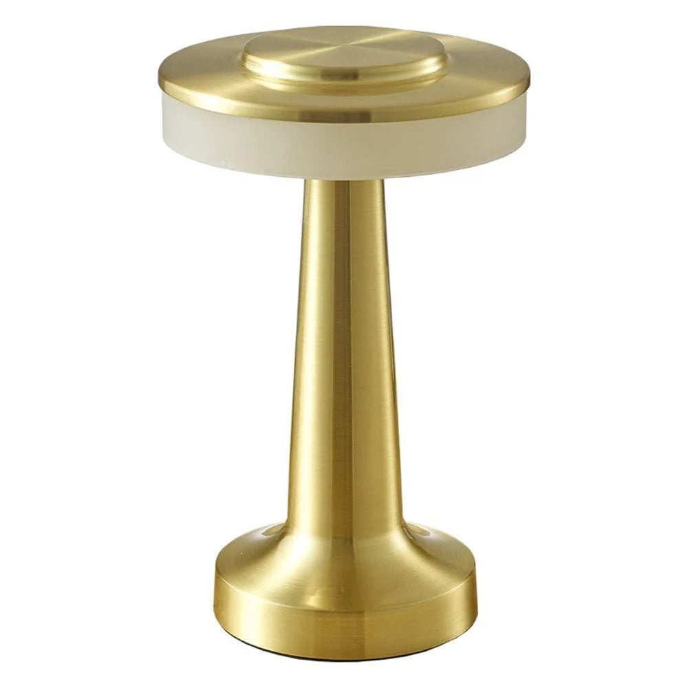 AuraGlow Cordless Touch Lamp in Gold finish, dimmable with 3 colour modes. VelunaLumin.