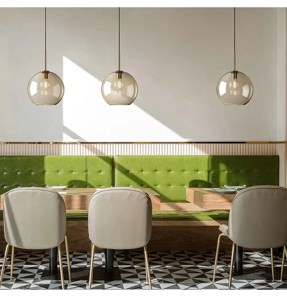 Ambrette™ Cognac Glass Pendant | 1 & 3-Head Nordic Hanging Lamp for Dining Room VelunaLumin