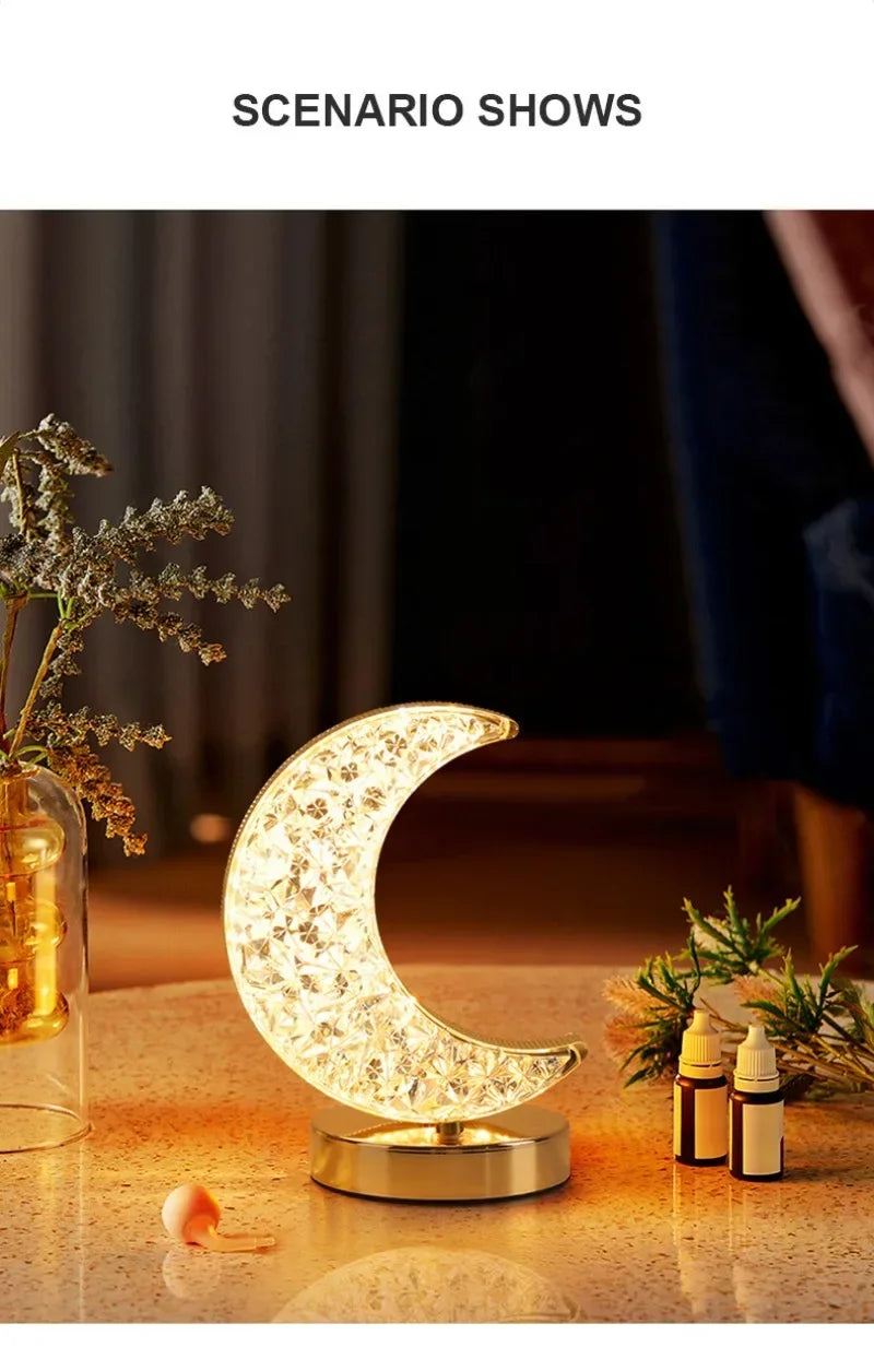 LunaSphere™ 3D Moon Crystal Lamp | Touch Dimming USB Bedside Night Light VelunaLumin