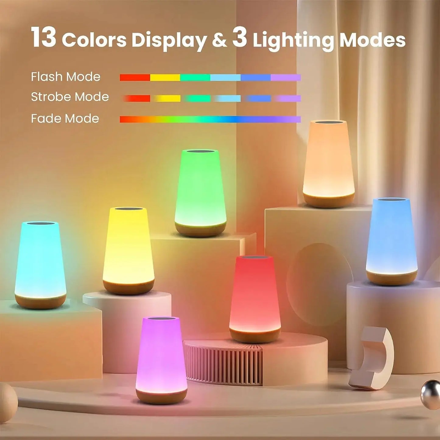 Aura Crystal Touch Lamp with RGB colour-changing light.