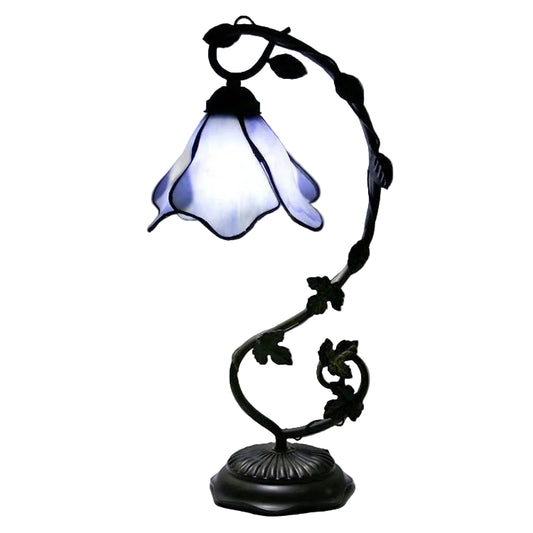 LongHuiJing Tiffany Lamp Stained Glass Table Night Light Wisteria Style W8H20.3Inch Desk Bedside Antique Crafts Lamps Gift VelunaLumin