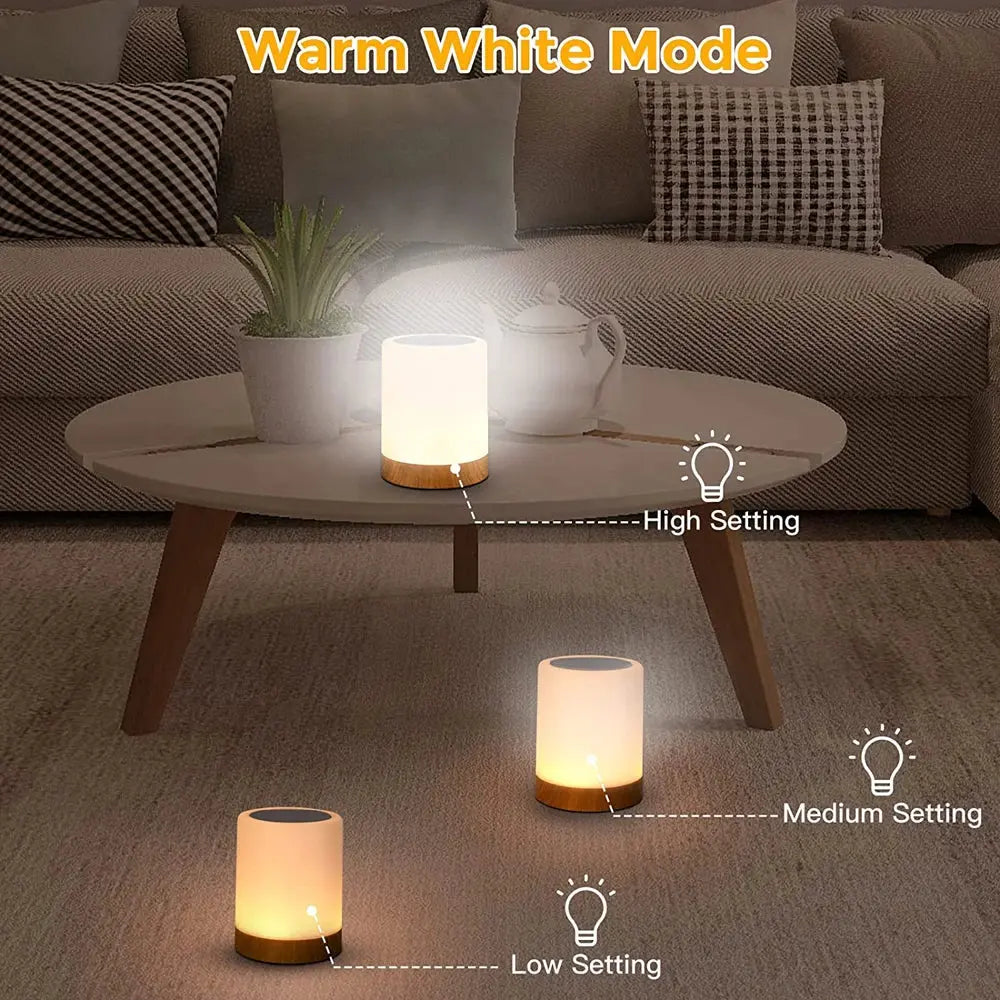 Chroma white portable RGB touch lamp for desks.
