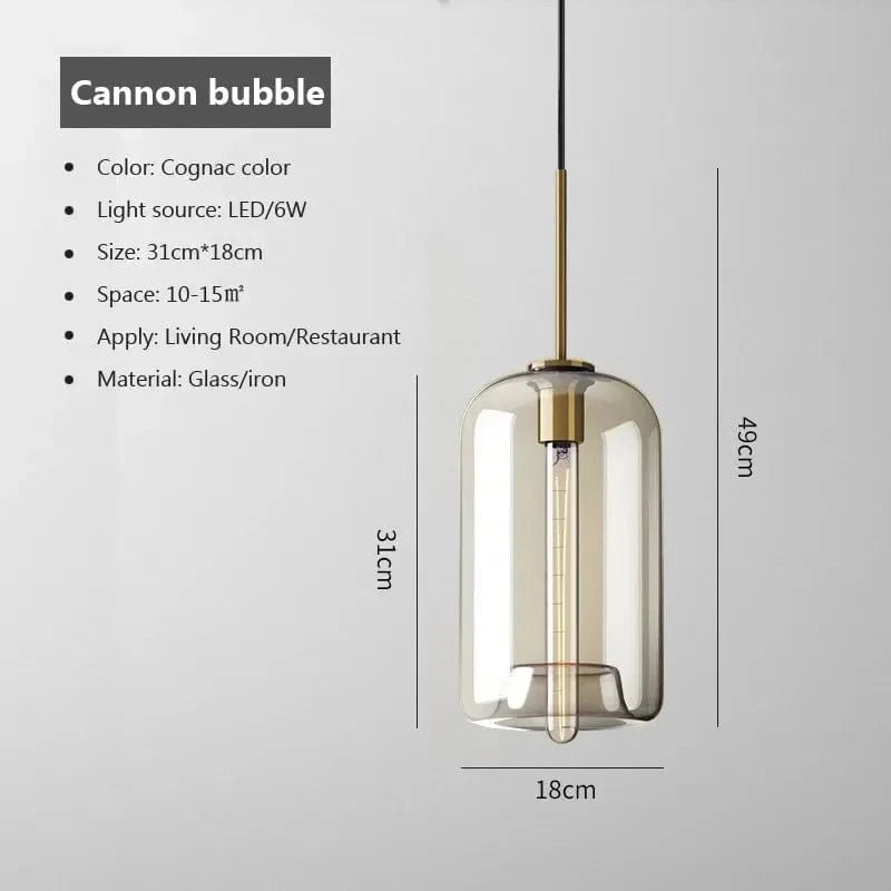 Ambrette™ Cognac Glass Pendant | 1 & 3-Head Nordic Hanging Lamp for Dining Room VelunaLumin