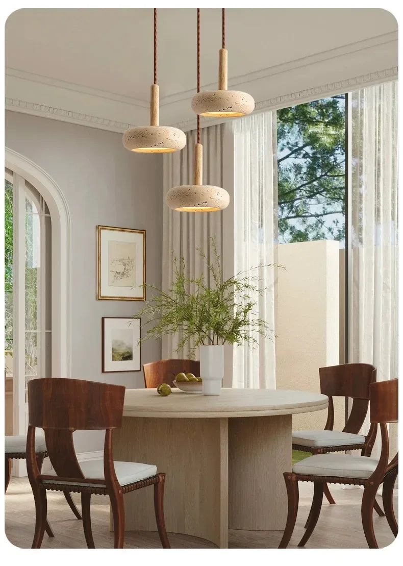 Petra™ Wabi-Sabi Travertine Pendant | Natural Stone Bedside & Bar Light VelunaLumin