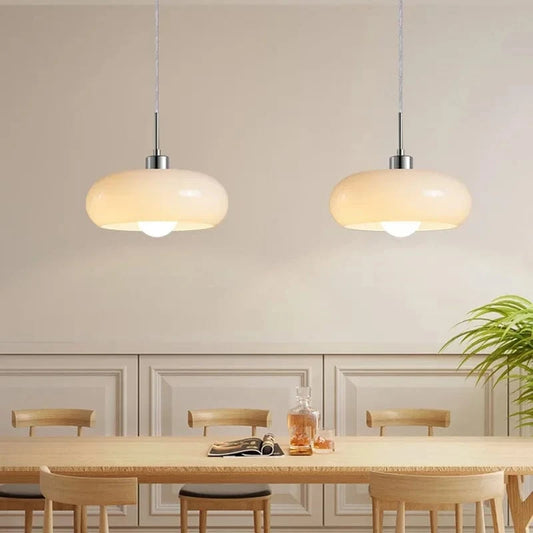 Plissé™ French Style Glass Pendant | Retro Hanging Lamp for Living Room & Restaurant VelunaLumin