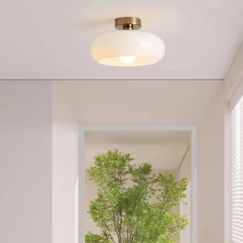 Plissé retro French style pleated glass pendant in orange.
