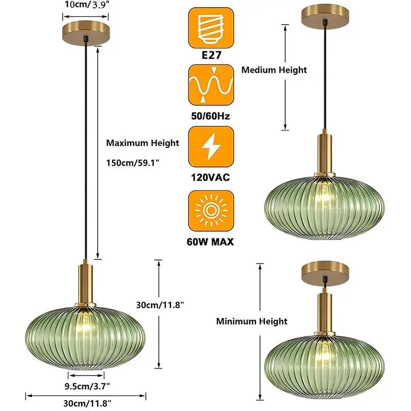 AuraSphere Nordic D30cm glass pendant in a bedroom.