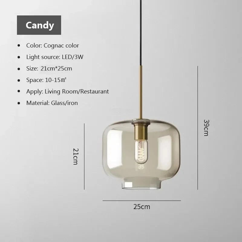 Ambrette™ Cognac Glass Pendant | 1 & 3-Head Nordic Hanging Lamp for Dining Room VelunaLumin