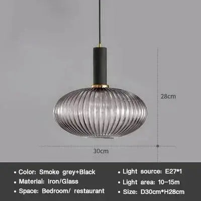 AuraSphere Nordic D30cm glass pendant in a bedroom.