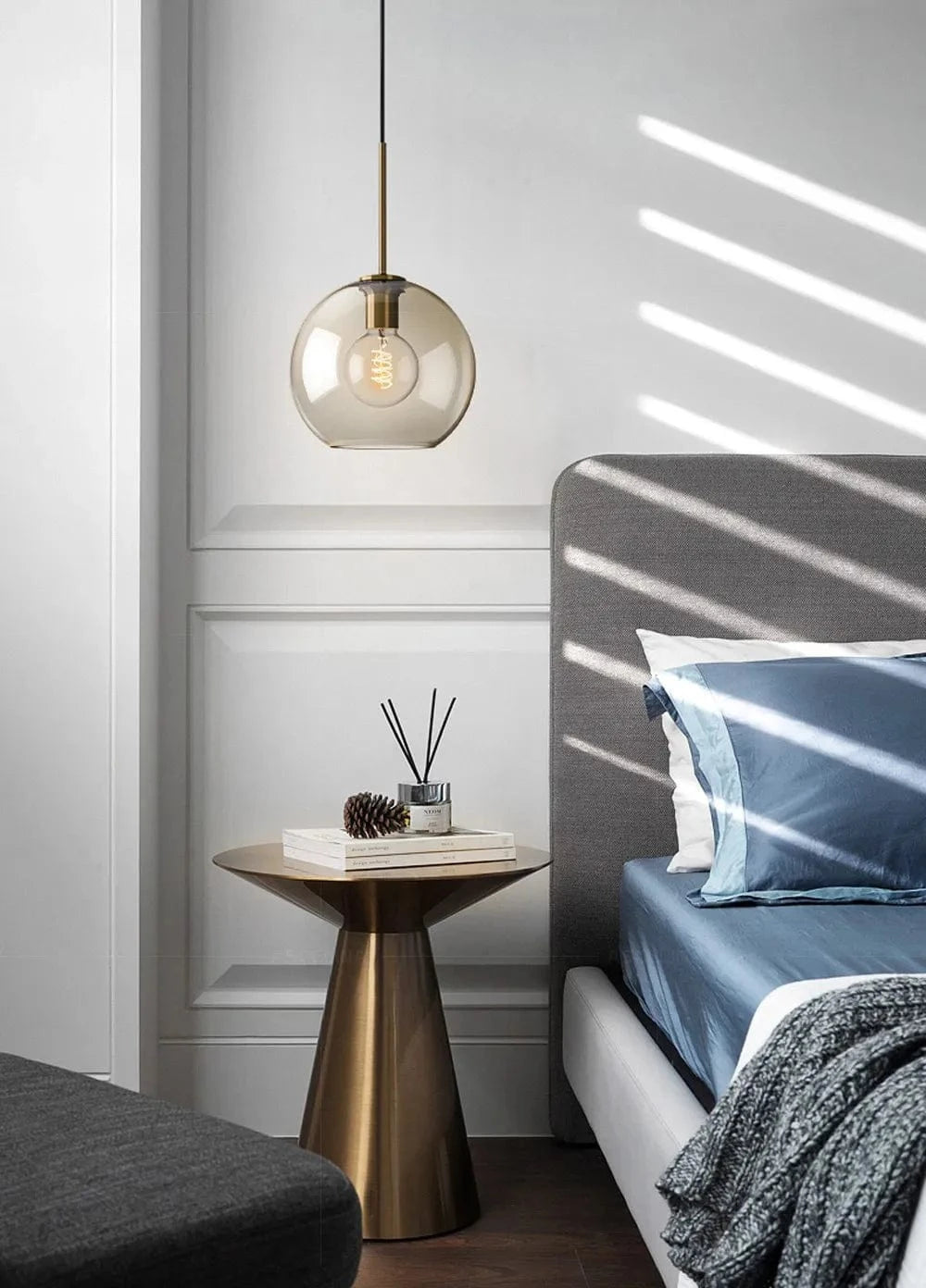 Ambrette™ Cognac Glass Pendant | 1 & 3-Head Nordic Hanging Lamp for Dining Room VelunaLumin