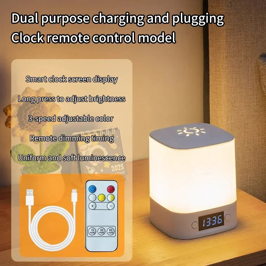 Tempus™ LED Night Light with Time Display | Dimmable USB Bedside Lamp for Nursery VelunaLumin