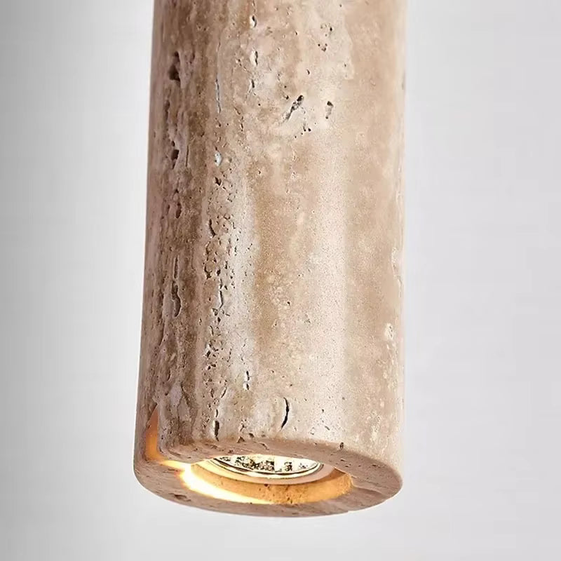 Detail of TerraGlow Natural Stone Pendant Light showing G9 LED bulb (included), adjustable 180cm cord, and quality mounting hardware for secure installation. VelunaLumin.