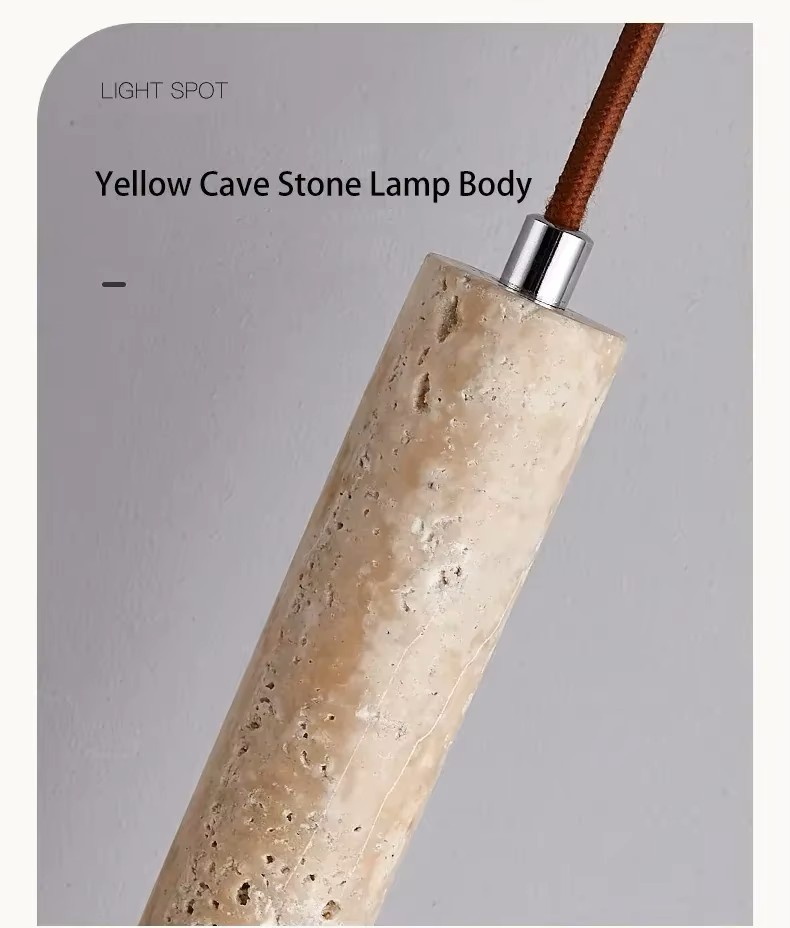 Detail of TerraGlow Natural Stone Pendant Light showing G9 LED bulb (included), adjustable 180cm cord, and quality mounting hardware for secure installation. VelunaLumin.